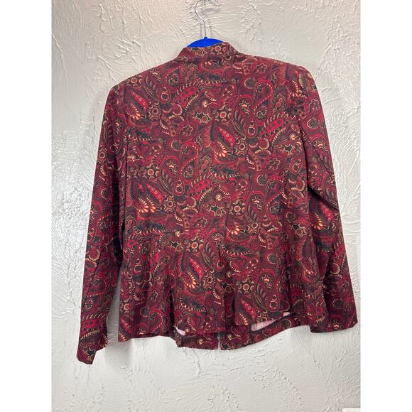Notations Womens Black/Red Paisley Jacket 3/4 Sleeves Zip Front Petite Size PS - Picture 2 of 5